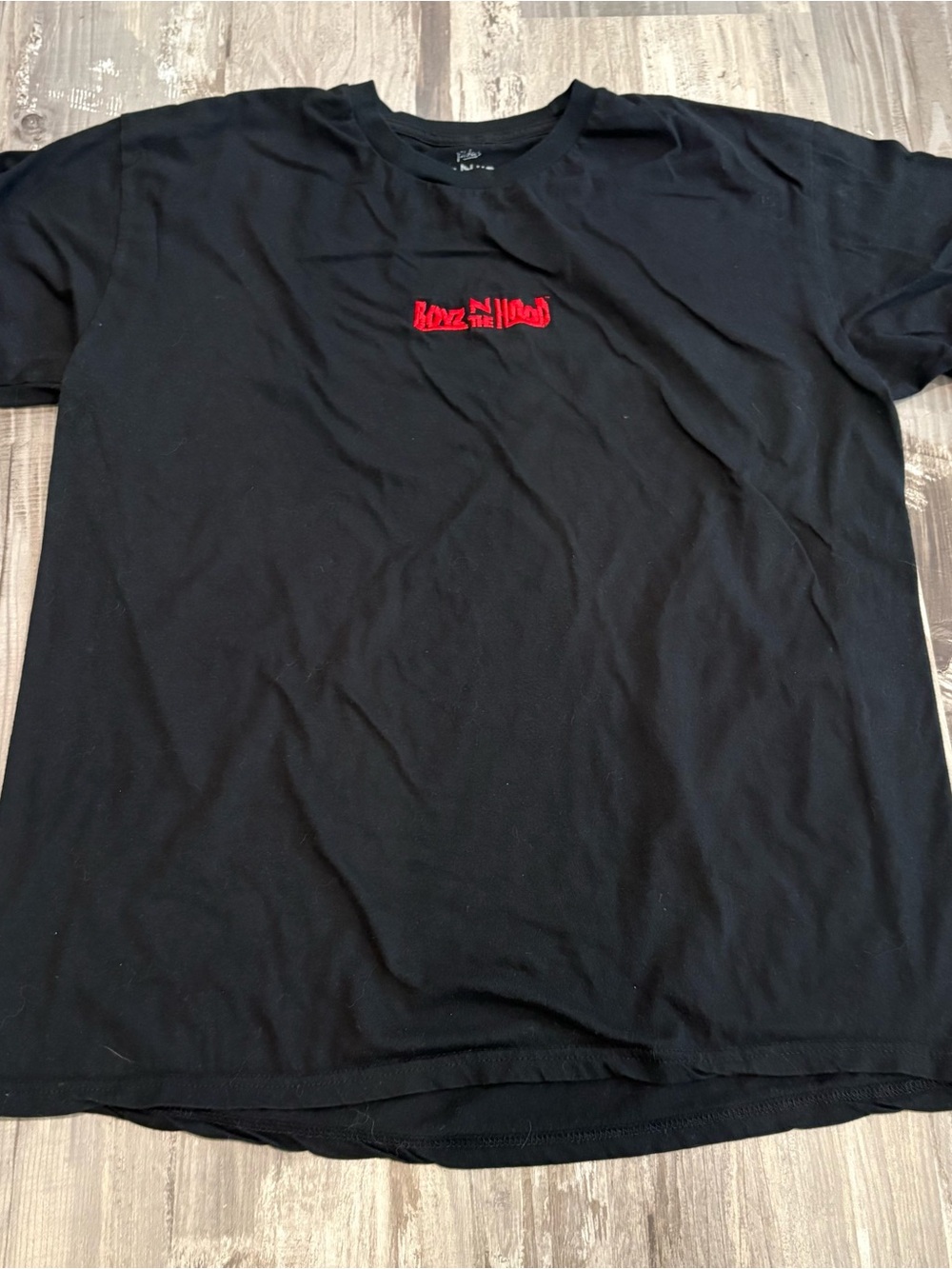 Boyz N The Hood Red Stitch Embroidered Black T-shirt Mens SZ XL 100% Cotton